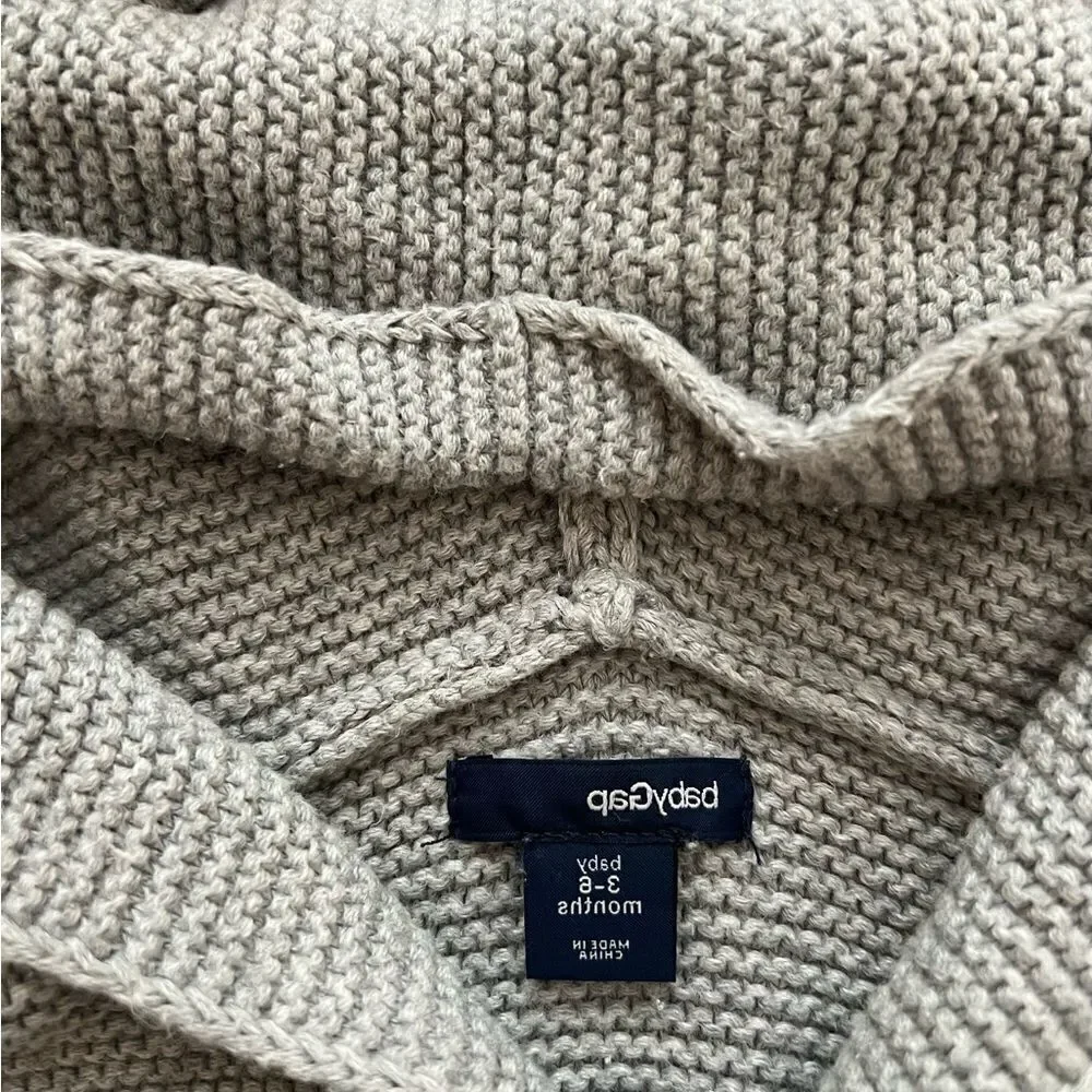 Gap Gray Hooded Bear Cardigan size 3-6 months